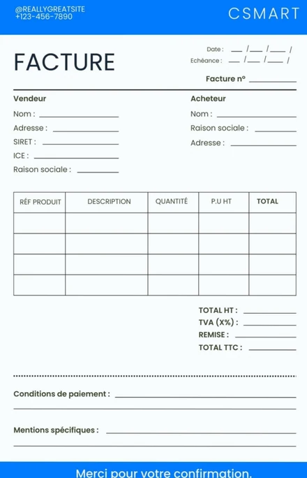 Facture papier à ressaisir à la main